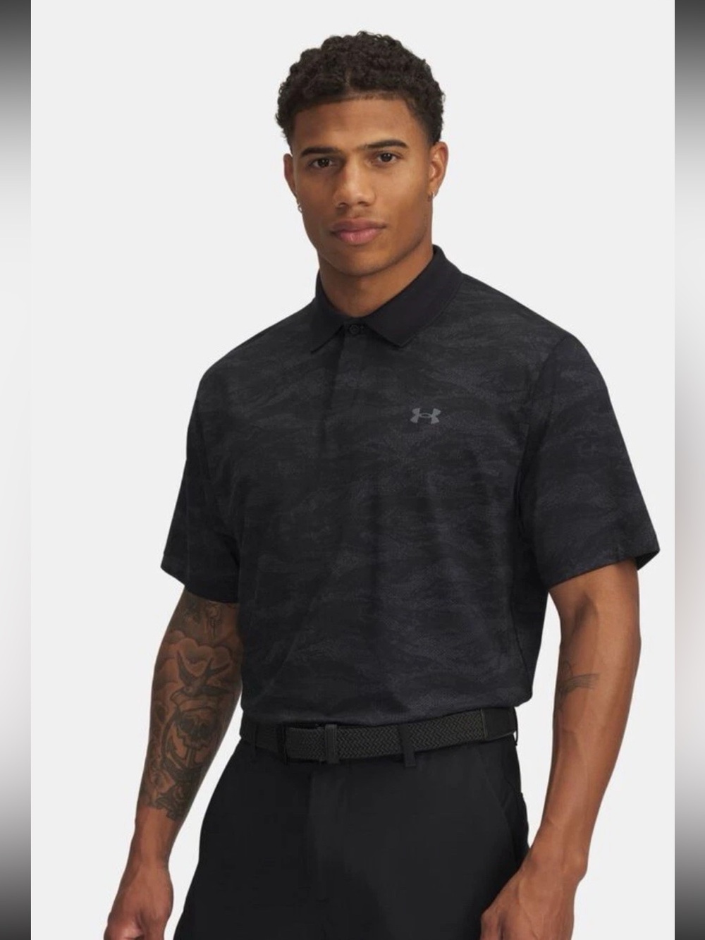 Under Armour Iso-Chill Drive Golf Polo Men Black Camo Camouflage S